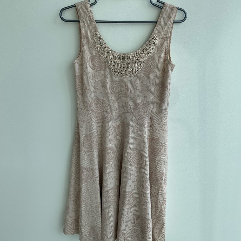 Free People Beige Crochet-Neck Midi Dress